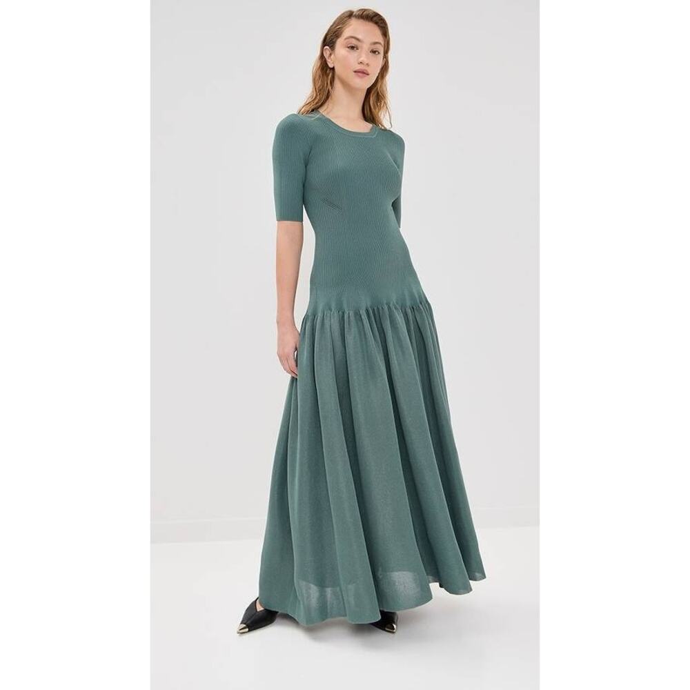 Altuzarra Maisie Pleated Maxi Dress in Storm Cloud S